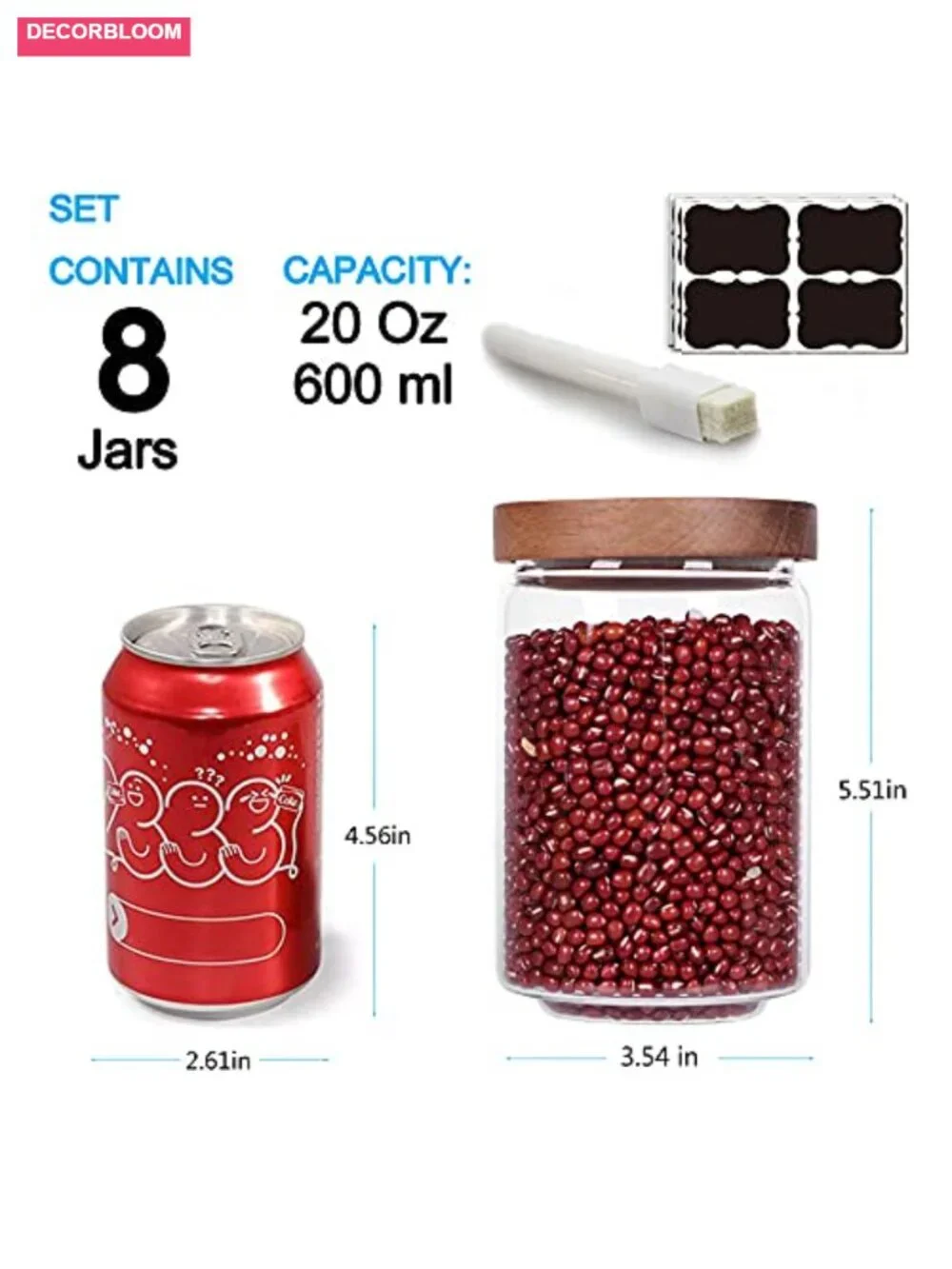 Stackable Glass Canister Set of 8 Airtight Food Storage